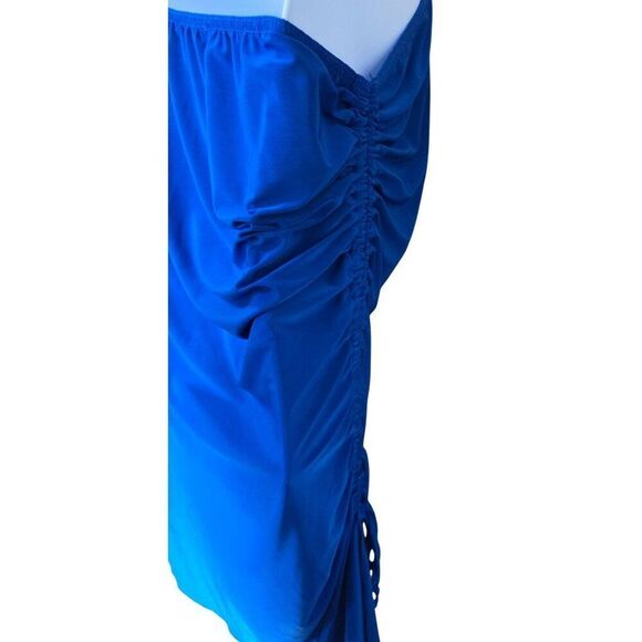 PrettyLittleThing Blue Strapless Draped Mini Dress elegant girls night out - Picture 5 of 7